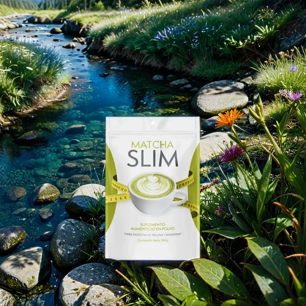 Matcha Slim product with nature background