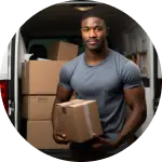 Man holding a package, symbolizing fast and efficient product delivery